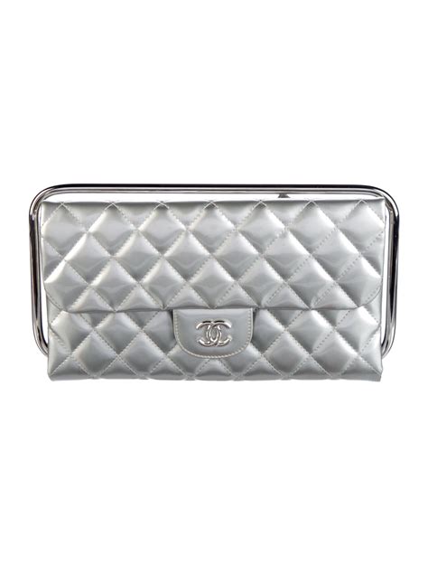 chanel clutch silver|Chanel clutch with hand strap.